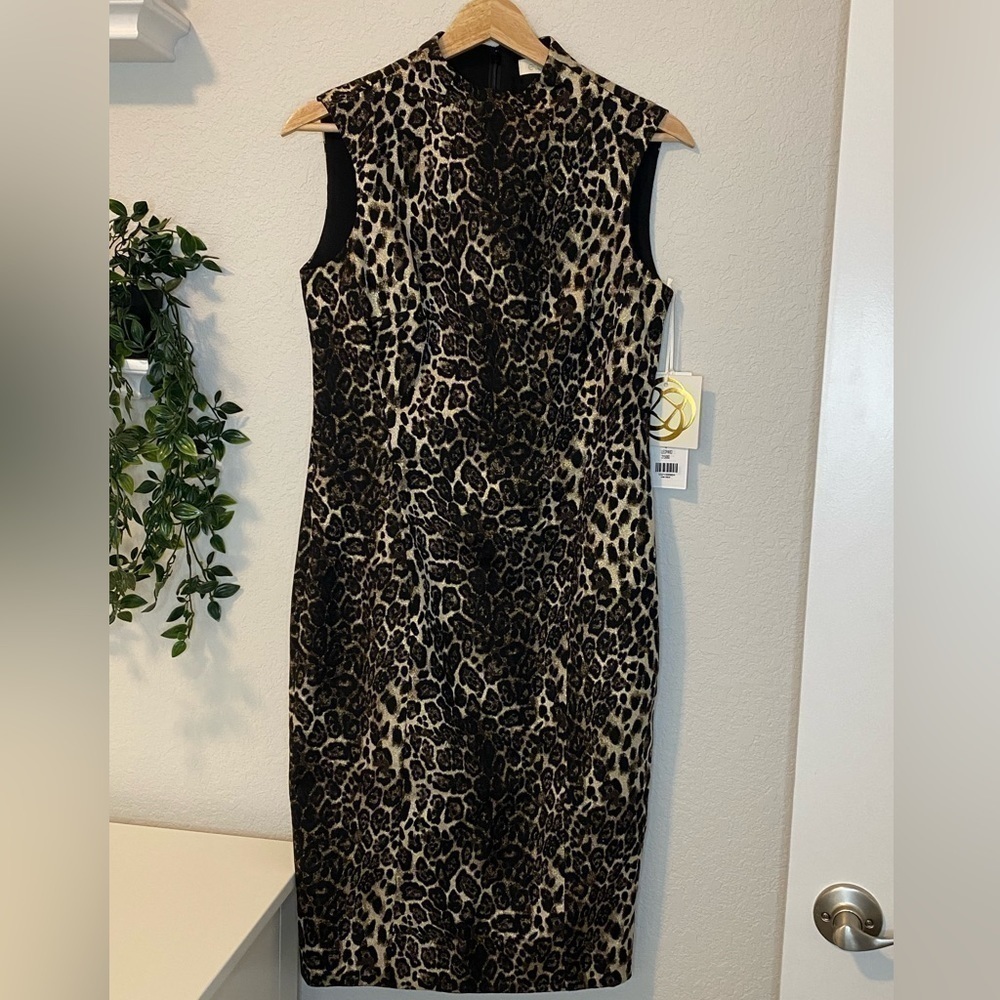 NWT Etcetera Leopard Print Fitted Sheath Dress - Size 4